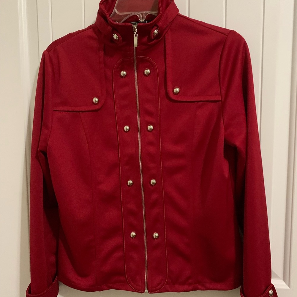 Lisa International Red Military Style jacket nehru collar PM